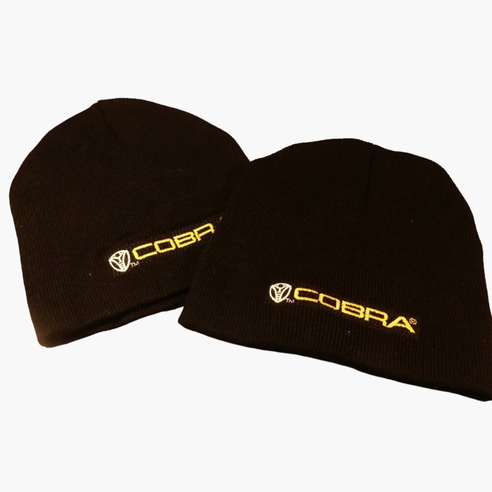 CapAmerica Cobra Logo Black Knit Cap Beanie NEW Made in USA Set of 2